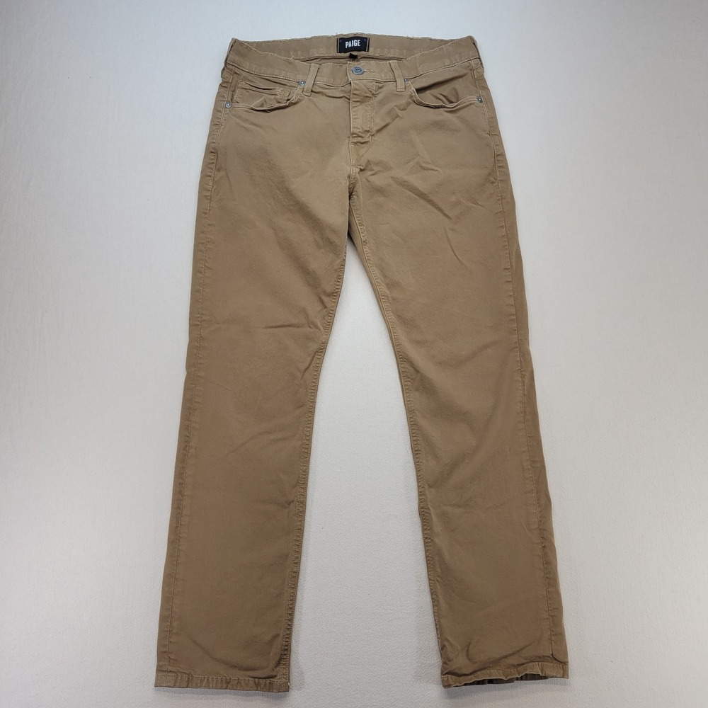 Paige Pants Mens 30x29 Brown Normandie Slim Straight 5 Pocket Chino